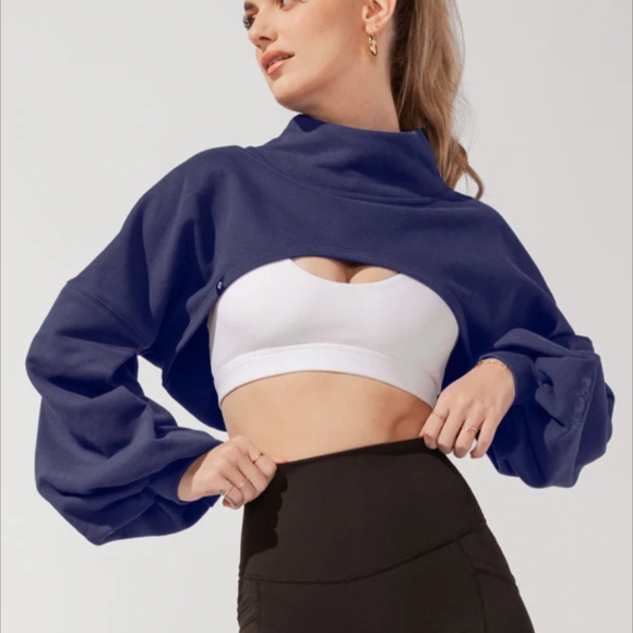 Dark Blue Cropped Sweater - Picture 2 of 3